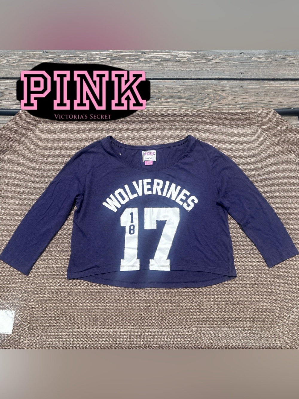 Victoria's Secret PINK Michigan Wolverines Crop Tee Shirt M